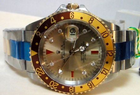 GMT-MASTER II Rolex Watch - SS Gold & Brown Bezel - Buy Replica